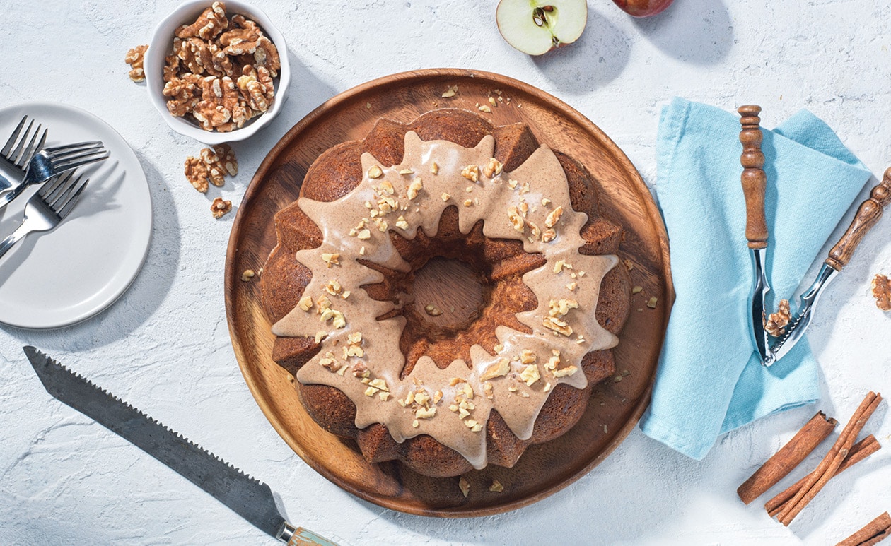 Featured image for “Apple Walnut Bundt Cake with Chai Glaze”