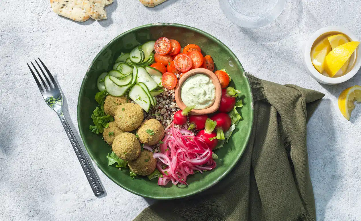 Featured image for “Falafel Power Bowl with Green Tahini Dressing”