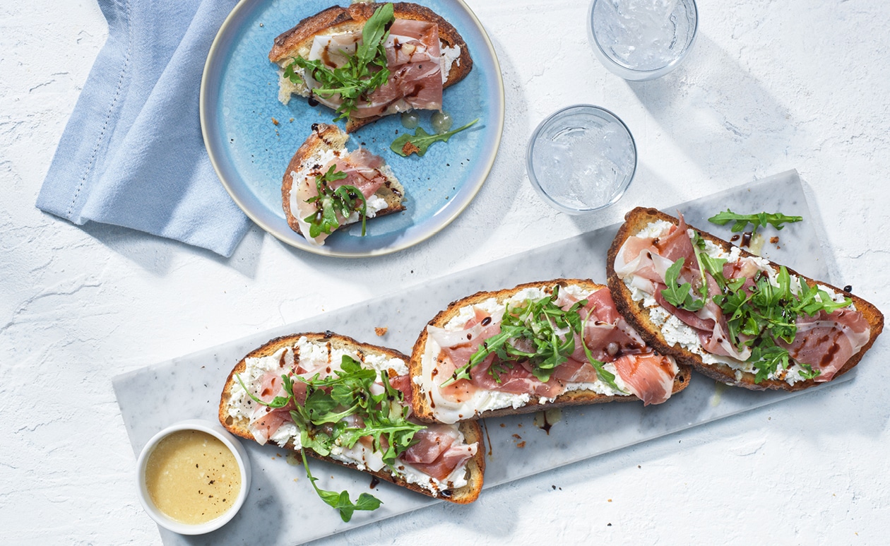 Featured image for “Prosciutto and Chevre Tartine with Balsamic Glaze”