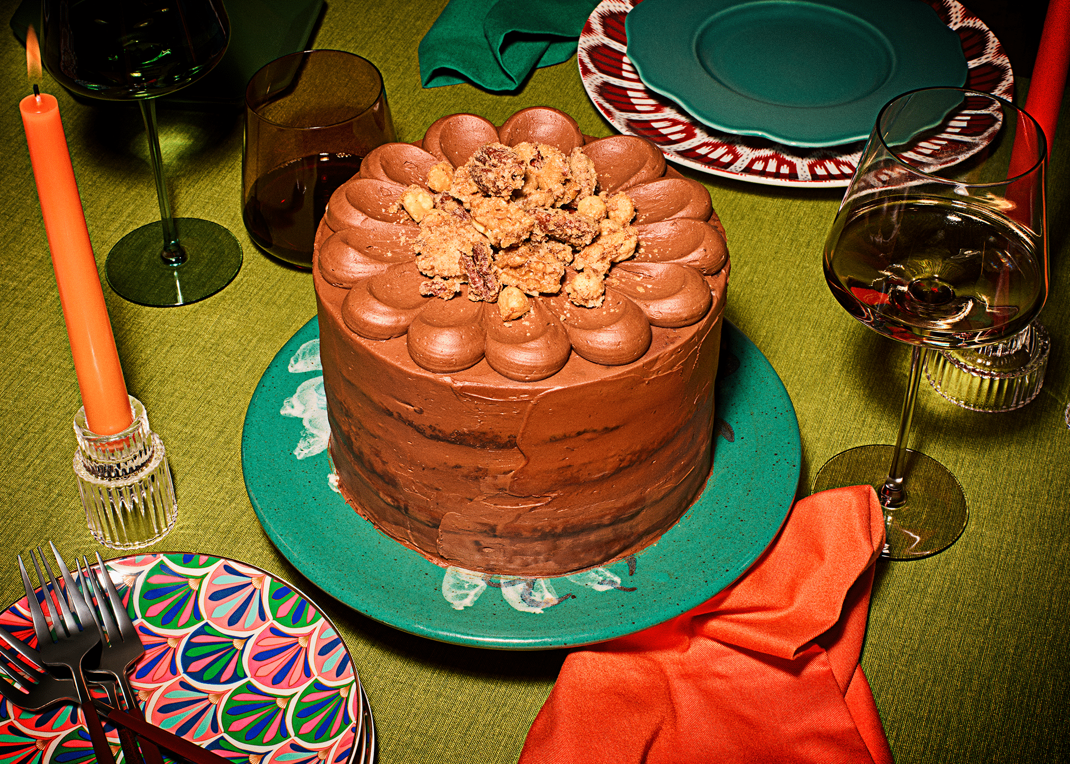 Featured image for “Chili Chocolate Layer Cake with Spiced Nuts”